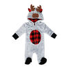 Baby Mode Hooded Flannel Fleece Pram: Grey Reindeer 9M