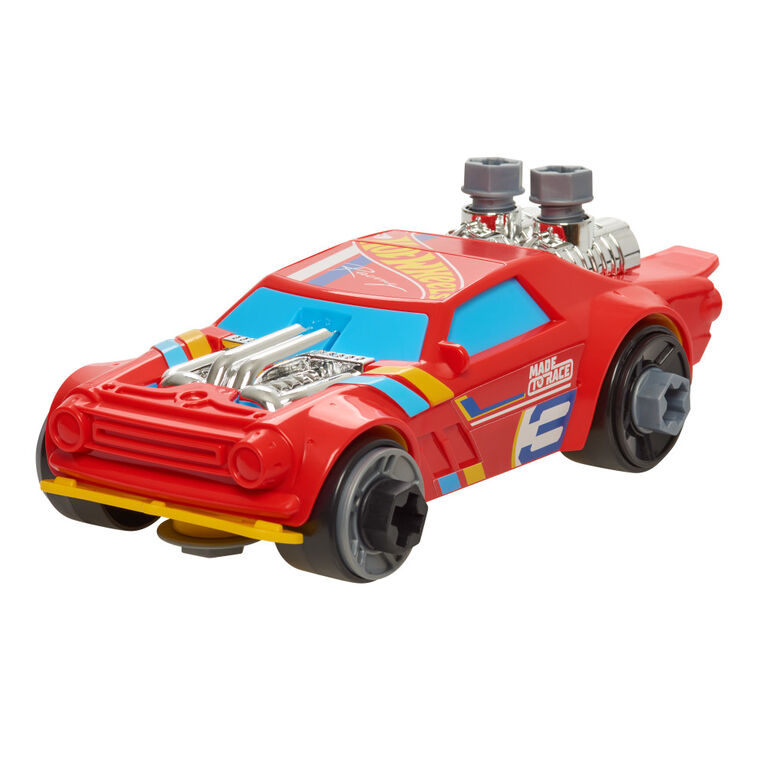 Hot Wheels Ready to Race Car Builder, 29 Pieces for Kids to Customize Their Own Toy Car, Red
