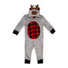 Baby Mode Hooded Flannel Fleece Pram: Grey Reindeer 12M