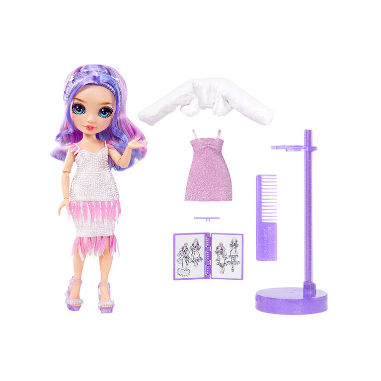 Rainbow High Fantastic Fashion Violet Willow - Poupée-mannequin violette de 11 po (28 cm) et jouet