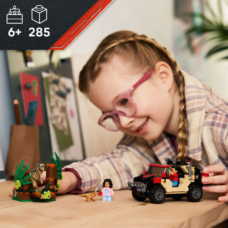 LEGO Jurassic World Raptor Off-Road Escape Dinosaur Toy - Building Toy for Kids, Ages 6+ -  76972