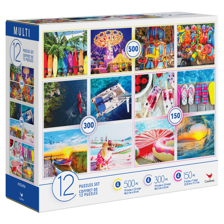 Family 12-Pack of Jigsaw Puzzles, Colourful Vacation