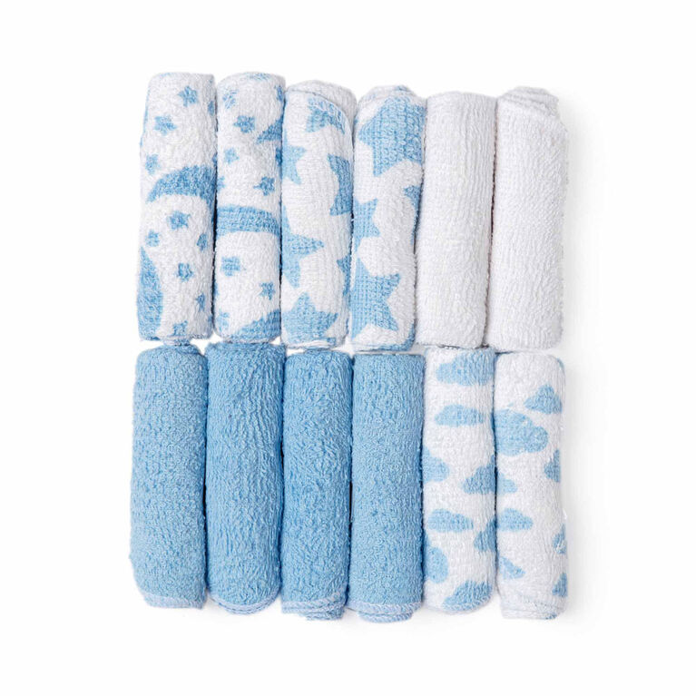 Jesse & Lulu 12-Pack Sky Theme Washcloth: Blue