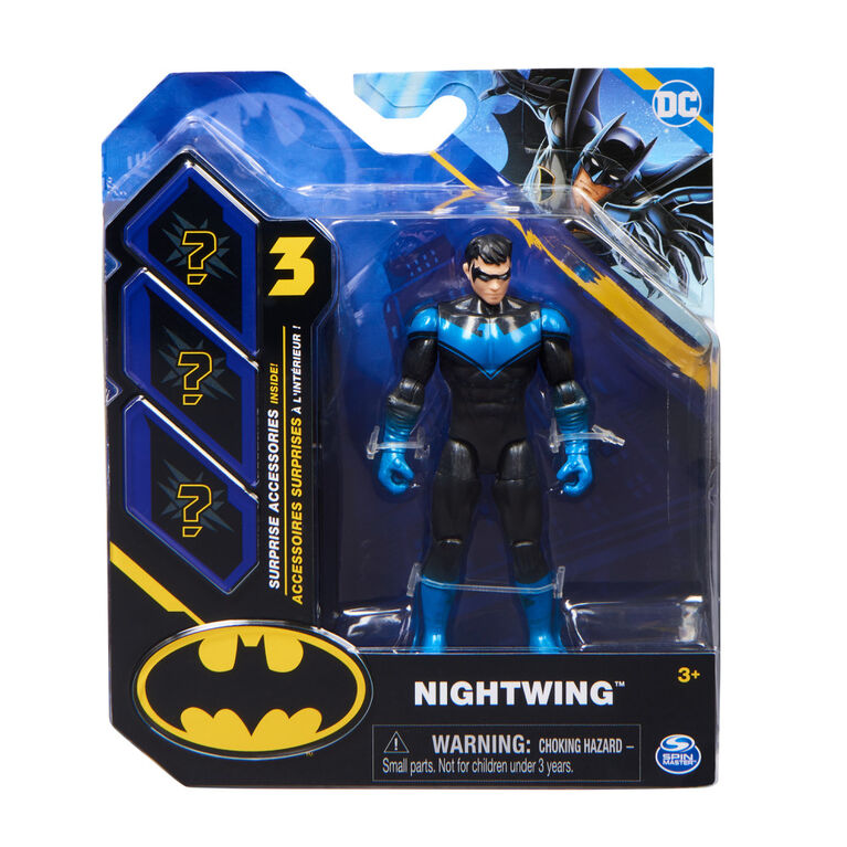 Batman, 4-Inch Robin and Nightwing Action Figures with 6 Mystery Accessories