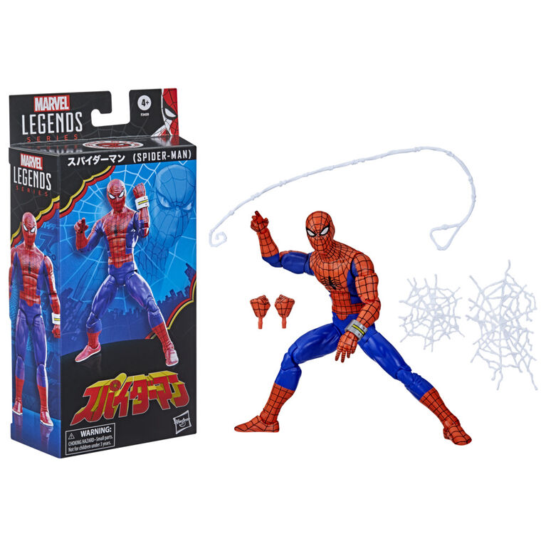 Marvel Legends Series Spider-Man, figurine Spider-Man japonais 60e anniversaire de 15 cm, 6 accessoires