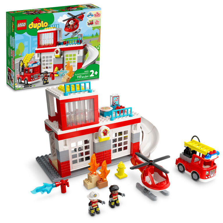 LEGO DUPLO La caserne de pompiers et l'hélicoptère de secours 10970 Jeu de construction (117 pièces)