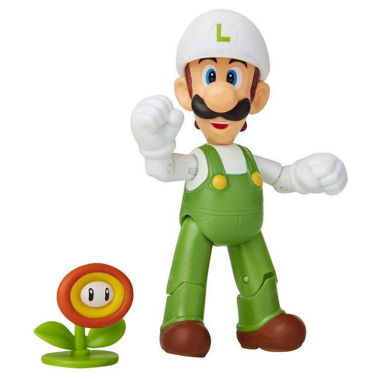 Nintendo 4" Figure: Fire Luigi with Fire Flower