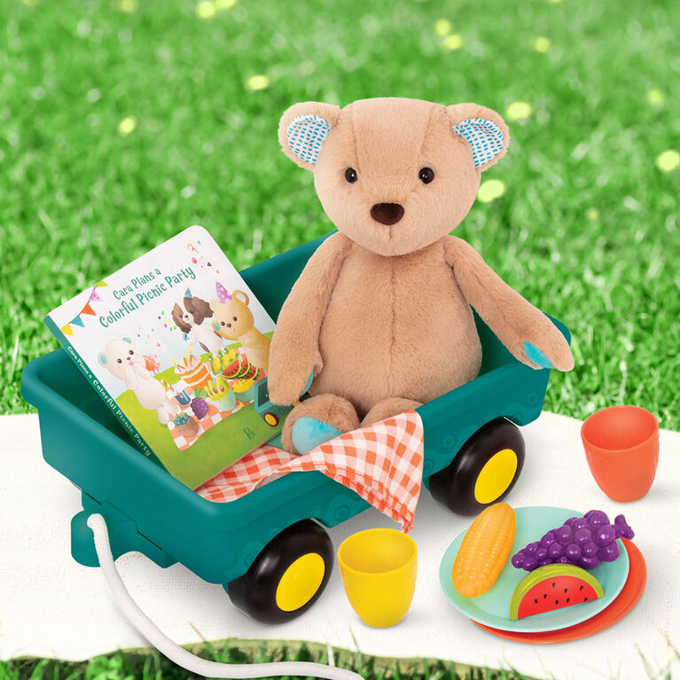 Ours en peluche, livre cartonné et ensemble de pique-nique, Ensemble de jeu Happyhues - Cara-Mellow Bear, B. toys