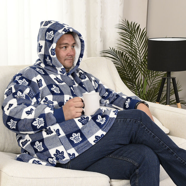 NHL Toronto Maple Leafs Oversized Wearable Sherpa Hooded Blanket, One Size Fits Most