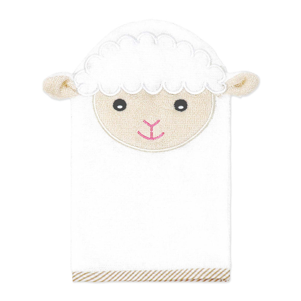 Baby Mode Signature Ivory Lamb Hooded Towel and Mitt