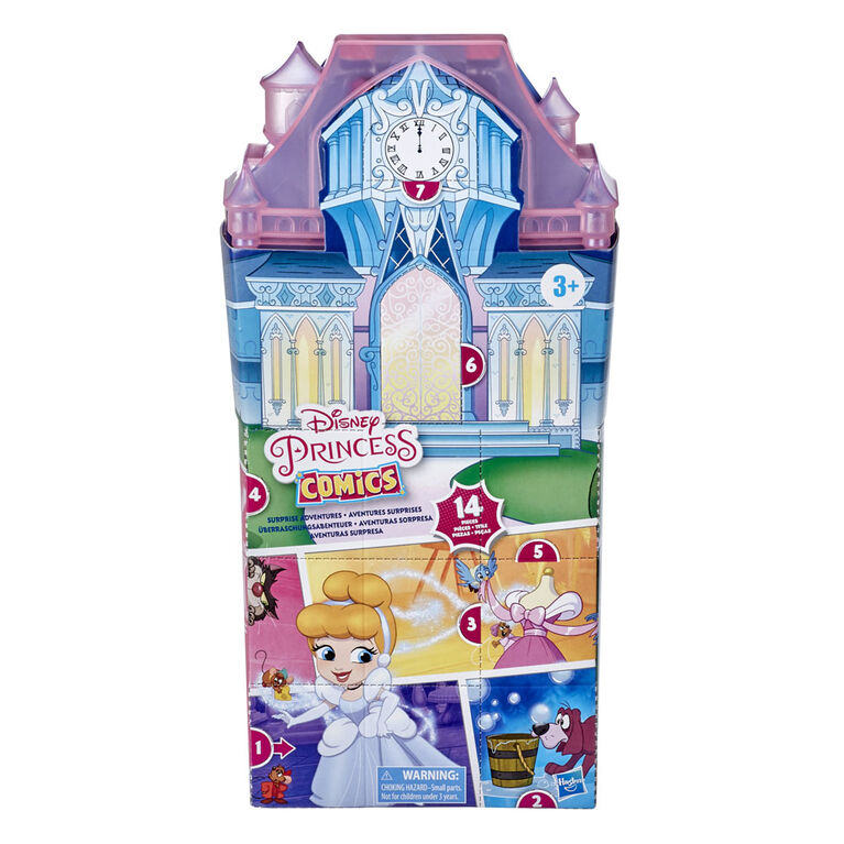 Disney Princess Comics Surprise Adventures Cinderella with 5 Dolls, Accessories, and Display Case, Fun Unboxing Toy