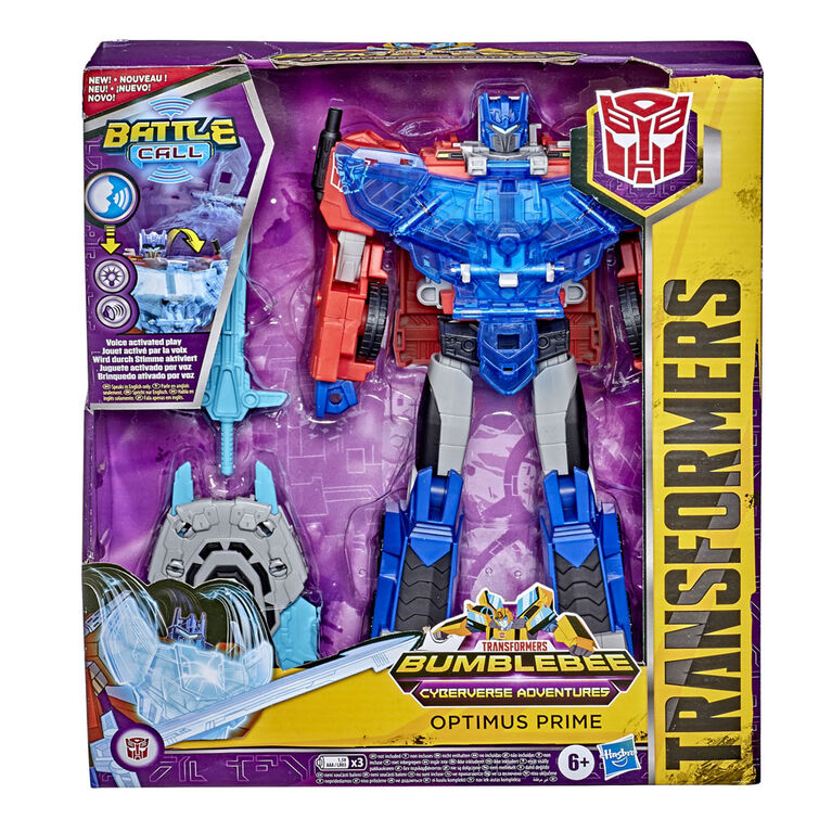 Transformers Bumblebee Cyberverse Adventures Battle Call Officer Class Optimus Prime, Voice Activated Lights and Sounds - English Edition