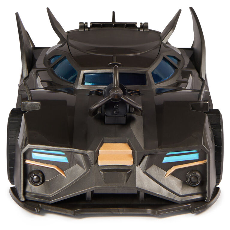 DC Comics, Coffret Crusader Batmobile avec figurine Batman exclusive de 10 cm, 3 figurines de super-méchants en papier