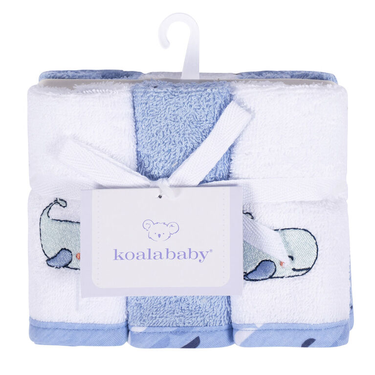 Koala Baby - Débarbouillette tissée bleue - Paquet de 6