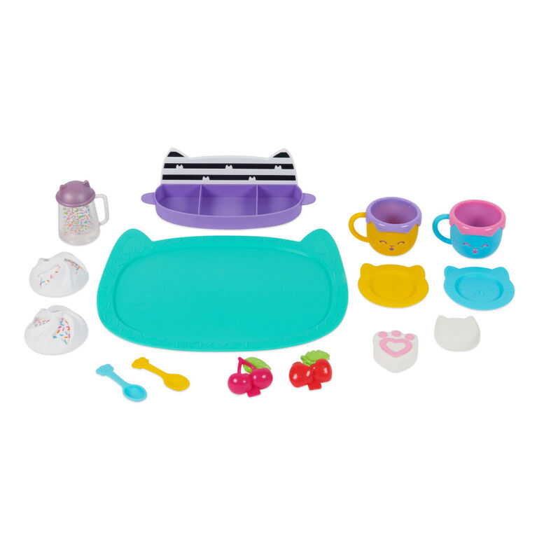 Gabby's Dollhouse, Sprinkle Party Sweet Treat Set, Pretend Play Kitchen Hot Cocoa Party Set with Fruit and Sprinkles