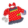 Polk-a-Dot Dress, Hairband and shoes for 36cm Doll