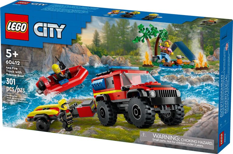 LEGO City 4x4 Fire Truck with Rescue Boat Toy 60412