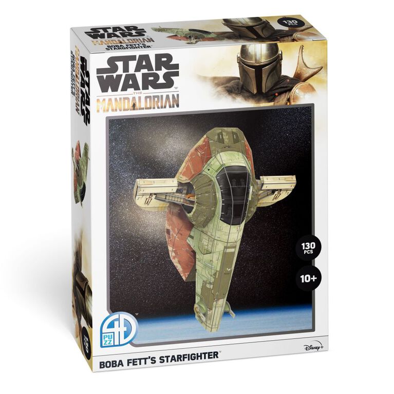 4D Build, Star Wars Mandalorian Boba Fett's Starfighter, 3D Paper Model Kit, 130 Piece Model Kit