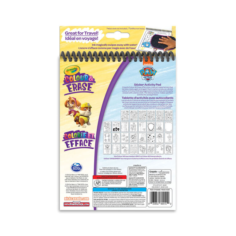 Crayola Colour & Erase Reusable Sticker Activity Pad, Paw Patrol