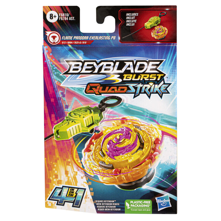 Beyblade Burst QuadStrike Flame Pandora Everlasting P8 Starter Pack, Spin Top and Launcher