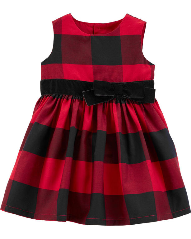Carter's Buffalo Check Sateen Holiday Dress Print - 18 Months
