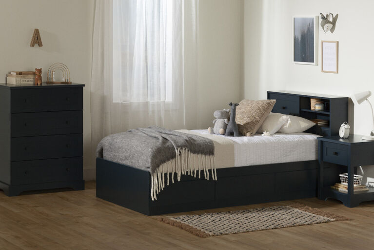 Hazen Twin Bookcase Headboard Navy Blue