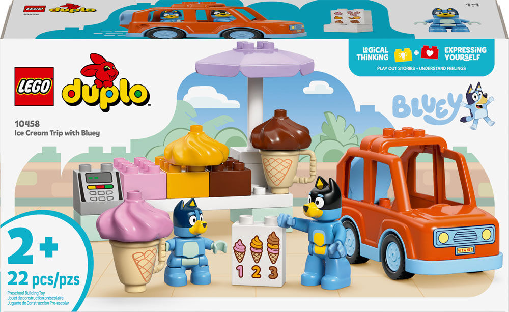 LEGO DUPLO Bluey Ice Cream Trip with Bluey Toddler Toy - Sensory Toy For Kids Ages 2+ - 10458