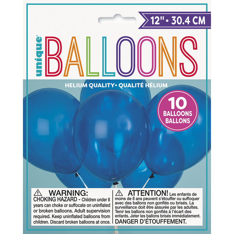 12" Latex Balloons, 10 pieces - - Twilight Blue
