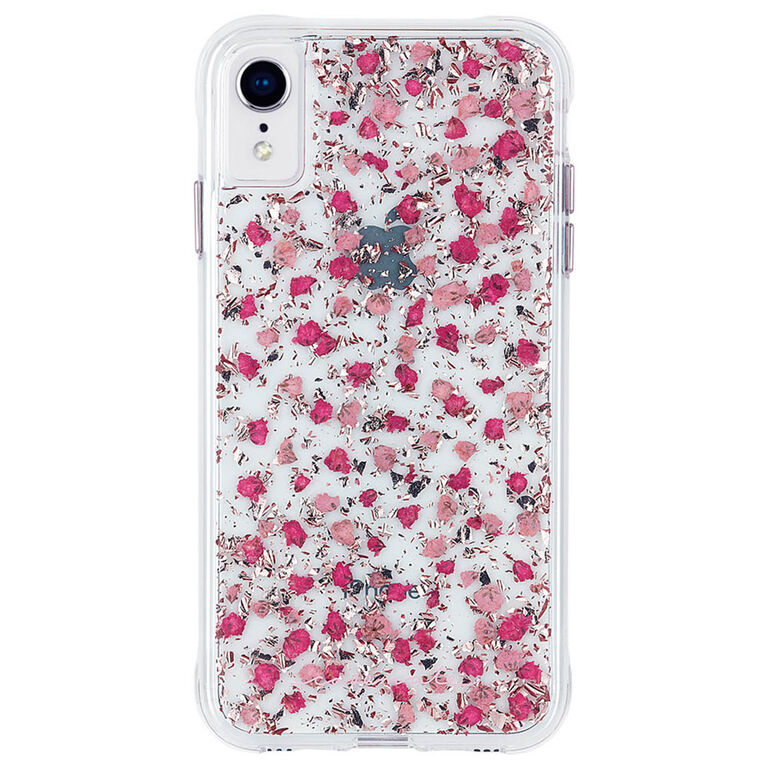 Étui rigide ajusté Karat de Case-Mate pour iPhone Xr, rose fleur ditsy