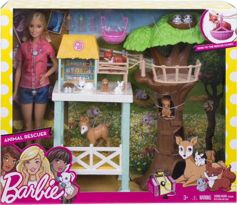 ​Barbie Doll and Animal Rescue Center with 8 Animals