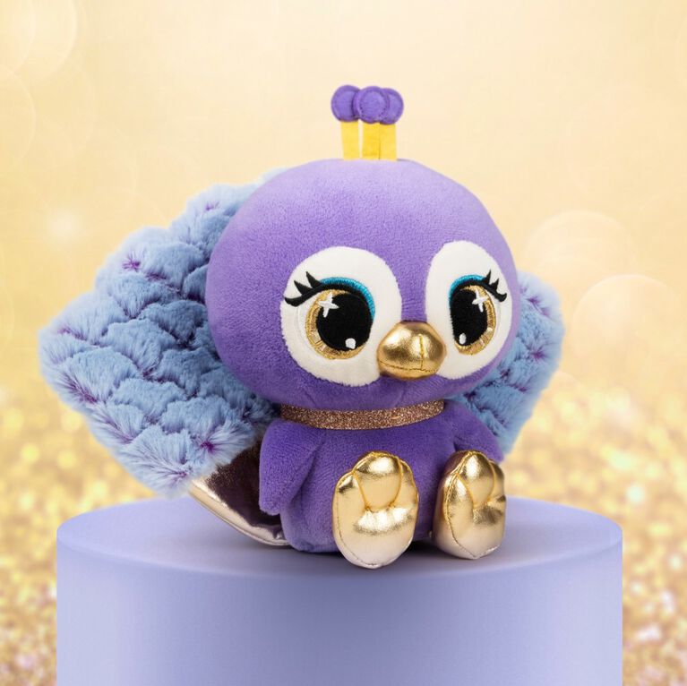 P.Lushes Designer Fashion Pets Priscilla Plume Peacock Premium Stuffed Animal, Purple/Gold, 6"