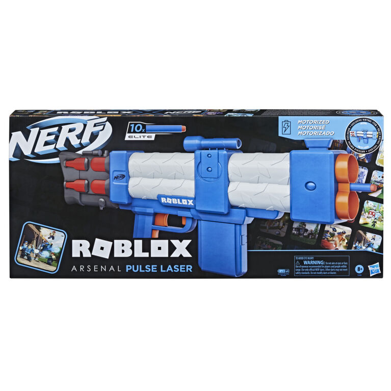 Nerf Roblox Arsenal: Pulse Laser Motorized Dart Blaster, 10 Nerf Elite Darts, 10-Dart Clip, Code to Unlock In-Game Virtual Item