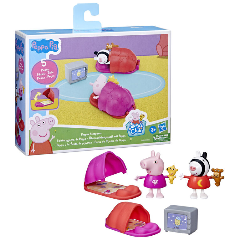 Peppa Pig Toys Peppa's Sleepover Playset Toy for Preschoolers, 2 Figures and 3 Themed Accessories