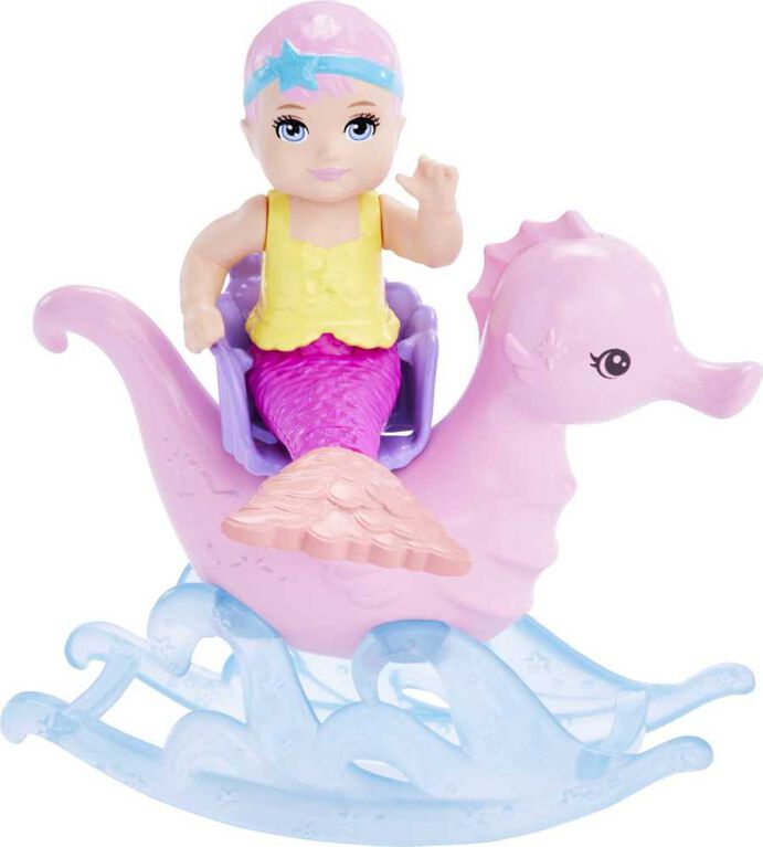 Poupée Barbie Sirène - Coffret Soins, bébés sirène, pieuvre et phoque