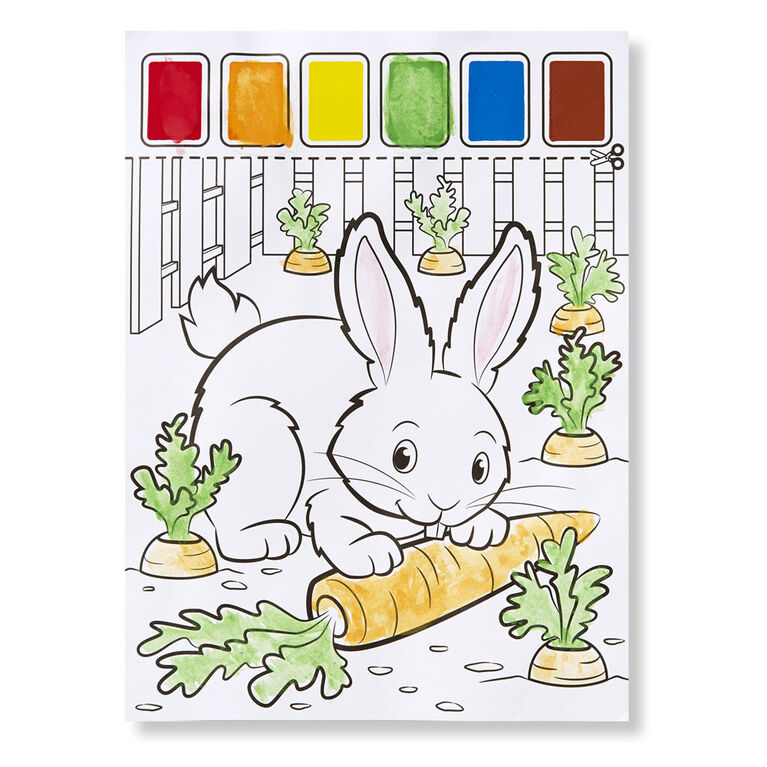 Melissa & Doug Paint With Water - Farm Animals, 20 Perforated Pages, Spillproof Palettes