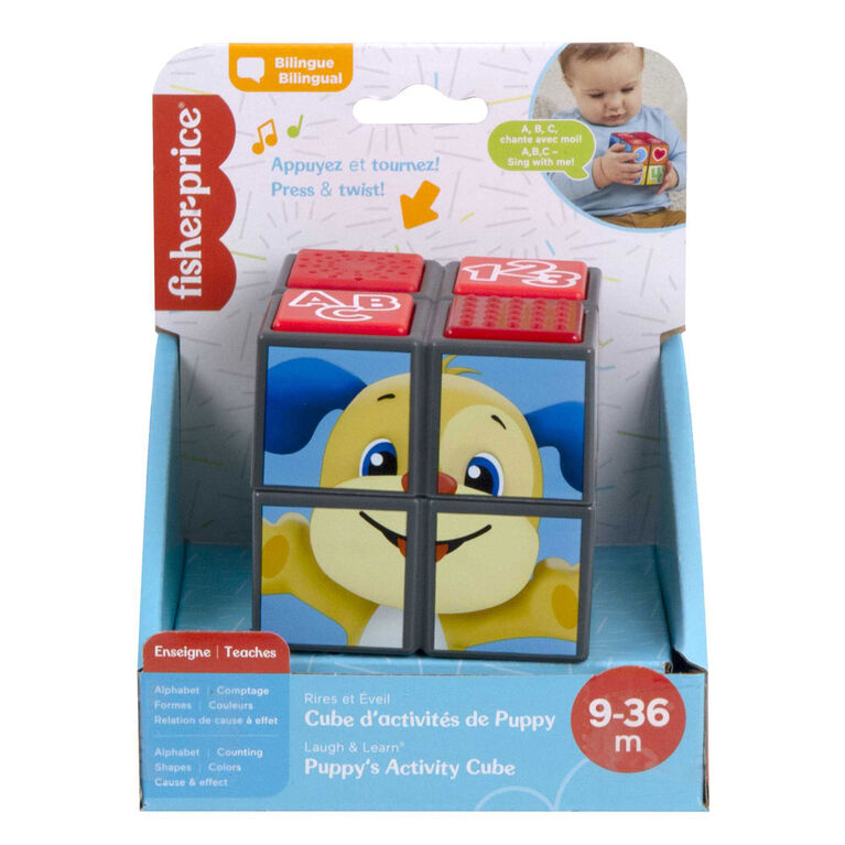 Fisher-Price Puppy's Activity Cube Baby Learning Toy with Lights and Music - French Version