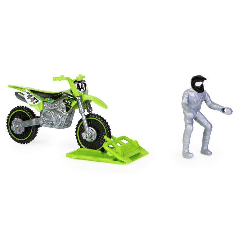 Supercross, Moto authentique de Devon Raper en métal moulé à l'échelle 1:24 avec figurine motocycliste, pour les enfants et les collectionneurs à partir de 3 ans