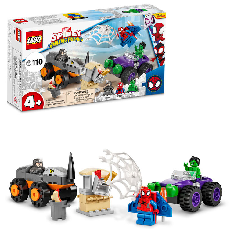 LEGO Marvel Spider-Man et ses amis extraordinaires Le combat en camions  entre Hulk et Rhino 10782 (110 pièces)