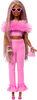 Barbie Style de Luxe Poupée4, combinaison rose, cheveux tressés