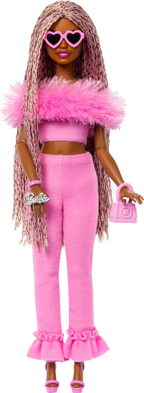 Barbie Style de Luxe Poupée4, combinaison rose, cheveux tressés