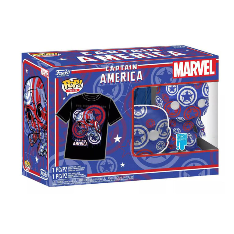 Figurine en Captain Americal POP! and Tee (M) par Funko POP! Marvel Patriotic Age