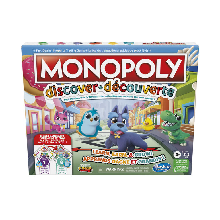 Monopoly Discover Board Game, 2-Sided Gameboard, 2 Levels of Play, Playful Teaching Tools