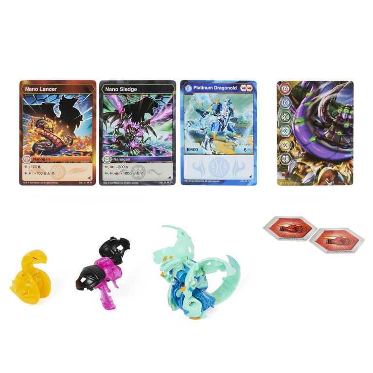 Bakugan Evolutions, Dragonoid with Nano Sledge and Lancer Platinum Power Up Pack