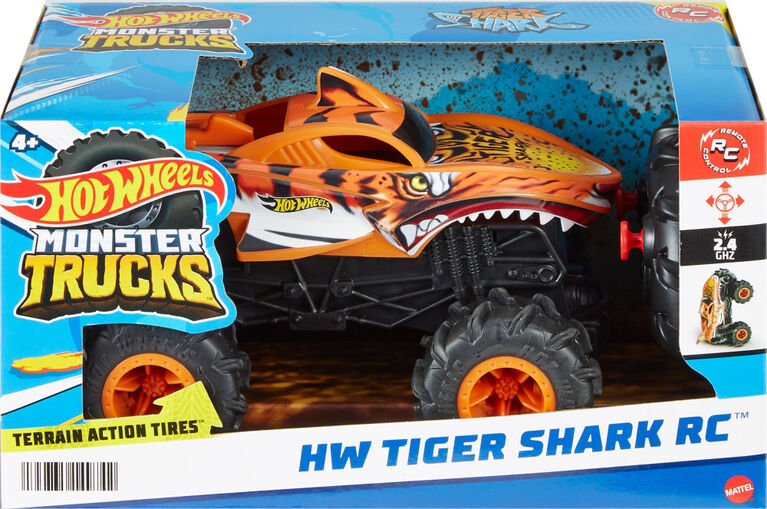Hot Wheels RC Monster Trucks HW Tiger Shark RC in 1:24 Scale, Remote-Control Toy Truck