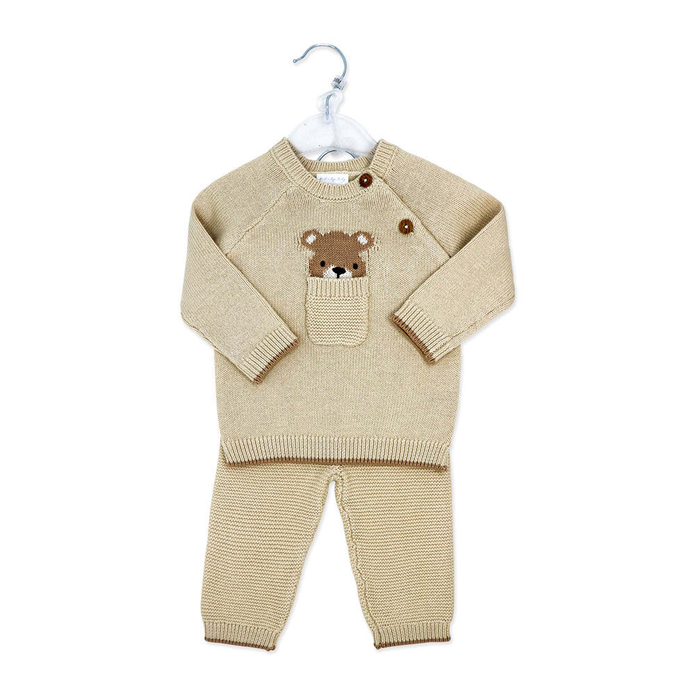 Rock a Bye Baby Knit Jumper Set: Beige Bear 0-3M