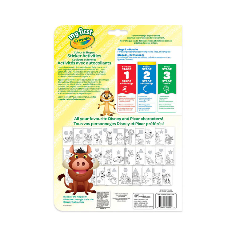 My First Crayola Colour & Shapes Sticker Activity Book, Disney Baby