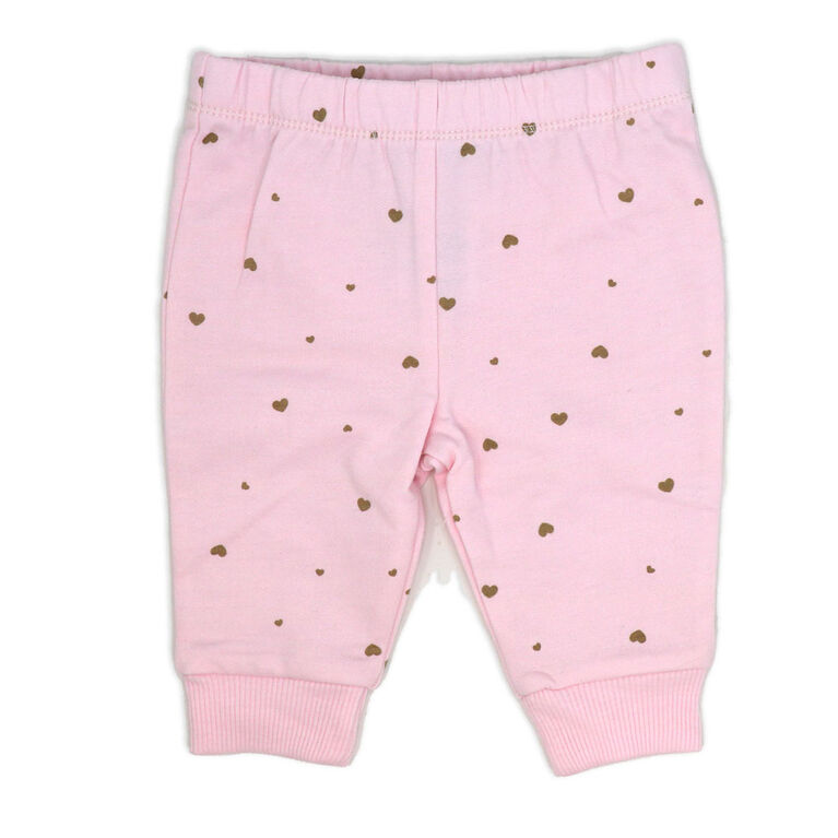 Baby Mode Quilted Top and Fleece Pant Set: Pink Puppy 9M