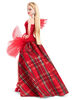 ​Barbie Signature Doll, 2024 Holiday Barbie Blonde Fashion Doll Wearing Gown with Plaid Skirt, Seasonal Collector Gift in Displayable Packaging