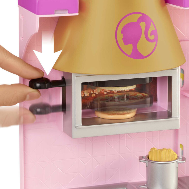 Le Restaurant de Barbie, Coffret avec Poupée et + de 30 Accessoires