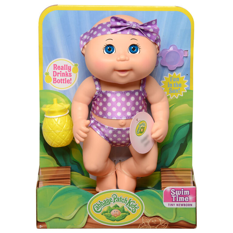 Poupée Bout d'chou Petit nouveau-né de base (boit et mouille, heure de nager) - blonde, yeux bleus